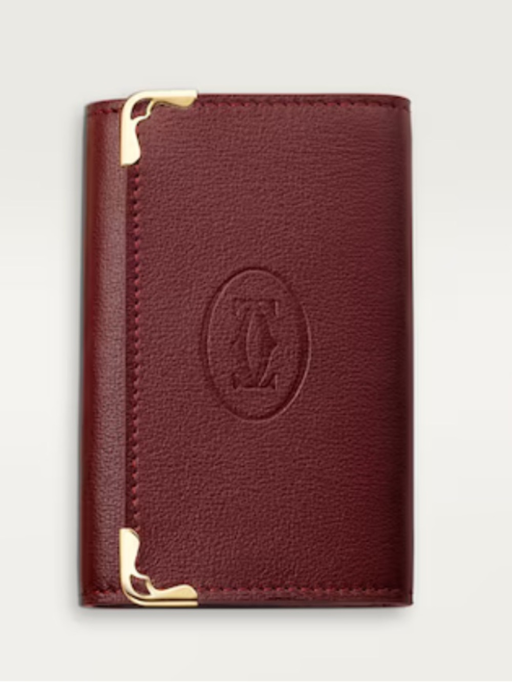 Cartier Burgundy Leather 6 Key Holder with Gold Corner Hardware